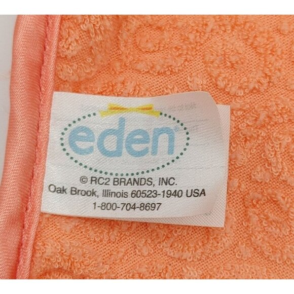 Eden Orange Peach Monkey Heart Rattle Baby Lovey Blanket Toy Satin Knots Plush - Picture 5 of 5